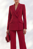 Acacia Peak Lapel 2 Piece Double Breasted Women Suits with Sleeves