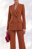 Acacia Peak Lapel 2 Piece Double Breasted Women Suits with Sleeves