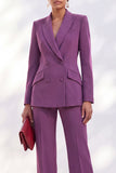 Acacia Peak Lapel 2 Piece Double Breasted Women Suits with Sleeves