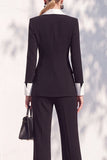 Berlin Blue Shawl Lapel 2 Piece Double Breasted Women Suits with Sleeves