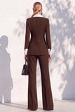 Berlin Blue Shawl Lapel 2 Piece Double Breasted Women Suits with Sleeves