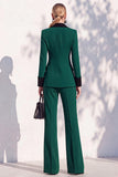 Berlin Blue Shawl Lapel 2 Piece Double Breasted Women Suits with Sleeves