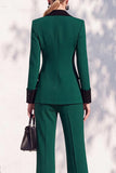 Berlin Blue Shawl Lapel 2 Piece Double Breasted Women Suits with Sleeves