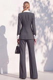 Berlin Blue Shawl Lapel 2 Piece Double Breasted Women Suits with Sleeves
