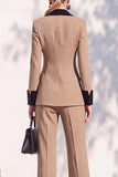 Berlin Blue Shawl Lapel 2 Piece Double Breasted Women Suits with Sleeves
