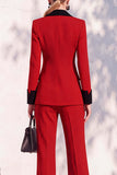 Berlin Blue Shawl Lapel 2 Piece Double Breasted Women Suits with Sleeves