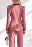 Brown Notched Lapel 2 Piece Double Breasted Women Suits with Sleeves