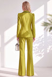 Brown Notched Lapel 2 Piece Double Breasted Women Suits with Sleeves