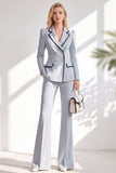 Brown Notched Lapel 2 Piece Double Breasted Women Suits with Sleeves
