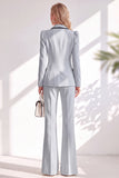 Brown Notched Lapel 2 Piece Double Breasted Women Suits with Sleeves