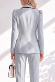 Brown Notched Lapel 2 Piece Double Breasted Women Suits with Sleeves