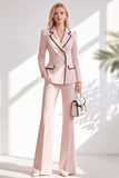 Brown Notched Lapel 2 Piece Double Breasted Women Suits with Sleeves