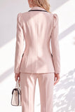 Brown Notched Lapel 2 Piece Double Breasted Women Suits with Sleeves