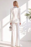 Brown Notched Lapel 2 Piece Double Breasted Women Suits with Sleeves