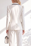 Brown Notched Lapel 2 Piece Double Breasted Women Suits with Sleeves