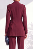 Dusty Sage Pleated 2 Piece Shawl Lapel Women Suits with Sash