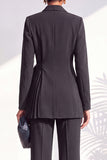 Dusty Sage Pleated 2 Piece Shawl Lapel Women Suits with Sash