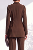 Dusty Sage Pleated 2 Piece Shawl Lapel Women Suits with Sash