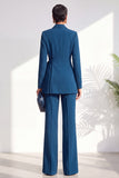 Dusty Sage Pleated 2 Piece Shawl Lapel Women Suits with Sash