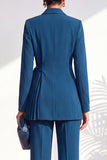 Dusty Sage Pleated 2 Piece Shawl Lapel Women Suits with Sash
