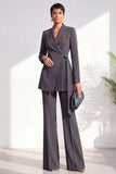 Dusty Sage Pleated 2 Piece Shawl Lapel Women Suits with Sash