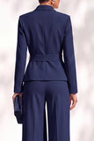Khaki Shawl Lapel 2 Piece Women Suits with Sash