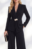 Fresh Emerald 2 Piece Ruched Women Suits with Button