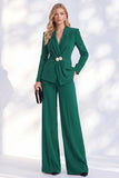 Fresh Emerald 2 Piece Ruched Women Suits with Button