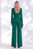 Fresh Emerald 2 Piece Ruched Women Suits with Button