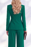 Fresh Emerald 2 Piece Ruched Women Suits with Button
