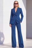 Dark Burgundy Peak Lapel 2 Piece Women Suits with Pocket