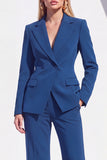 Dark Burgundy Peak Lapel 2 Piece Women Suits with Pocket
