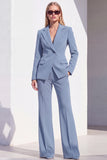 Dark Burgundy Peak Lapel 2 Piece Women Suits with Pocket