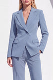 Dark Burgundy Peak Lapel 2 Piece Women Suits with Pocket