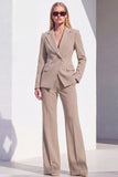 Dark Burgundy Peak Lapel 2 Piece Women Suits with Pocket