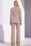 Dark Burgundy Peak Lapel 2 Piece Women Suits with Pocket
