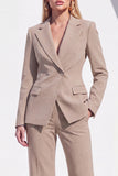 Dark Burgundy Peak Lapel 2 Piece Women Suits with Pocket