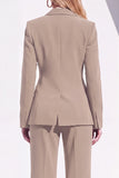 Dark Burgundy Peak Lapel 2 Piece Women Suits with Pocket