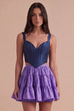 2 Piece Pink Fuchsia Corset A Line Short Cocktail Dress