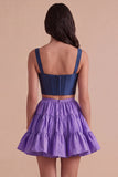 2 Piece Pink Fuchsia Corset A Line Short Cocktail Dress