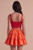 2 Piece Pink Fuchsia Corset A Line Short Cocktail Dress