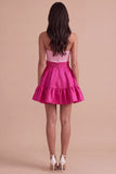 Navy Purple Satin Sweetheart Short Cocktail Dress with Bow