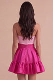 Navy Purple Satin Sweetheart Short Cocktail Dress with Bow