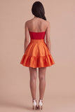 Navy Purple Satin Sweetheart Short Cocktail Dress with Bow