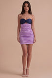 Red Orange Ruched Sweetheart Bodycon Short Cocktail Dress