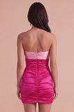 Red Orange Ruched Sweetheart Bodycon Short Cocktail Dress