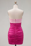 Red Orange Ruched Sweetheart Bodycon Short Cocktail Dress