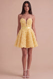 Pink Floral Strapless A Line Short Cocktail Dress