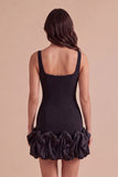 Black Bodycon Thick Straps Ruffled Short Cocktail Dress