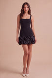 Black Bodycon Thick Straps Ruffled Short Cocktail Dress
